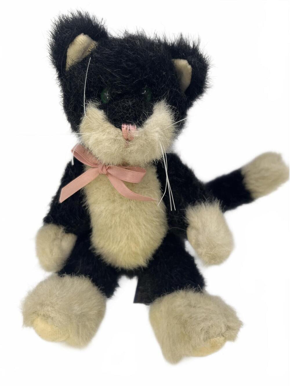 Boyds Bears Vintage Plush Cat 10 inch 1980-83 Black and Cream Stuffed Animal